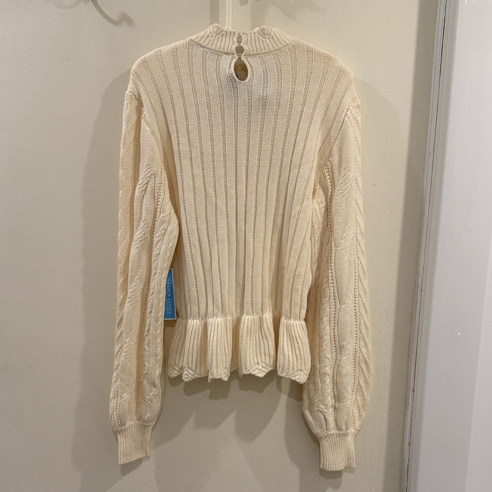 Draper James Cream Knitted Ruffle Sweater NWT - Picture 2 of 9